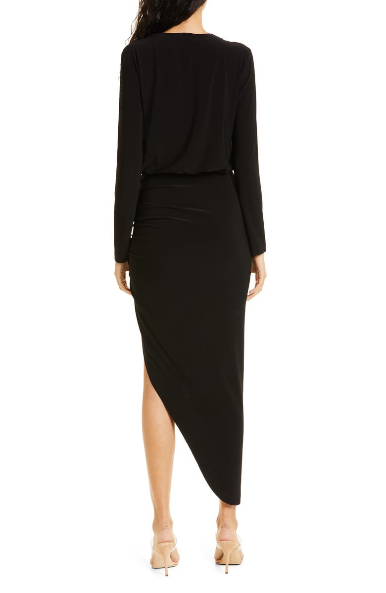 Norma Kamali Long Sleeve Side Drape Gown, Alternate, color,