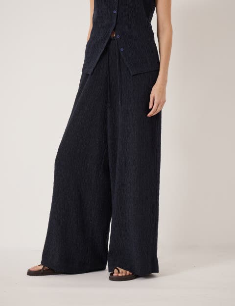 Aria Textured Jersey Wide Leg Pants