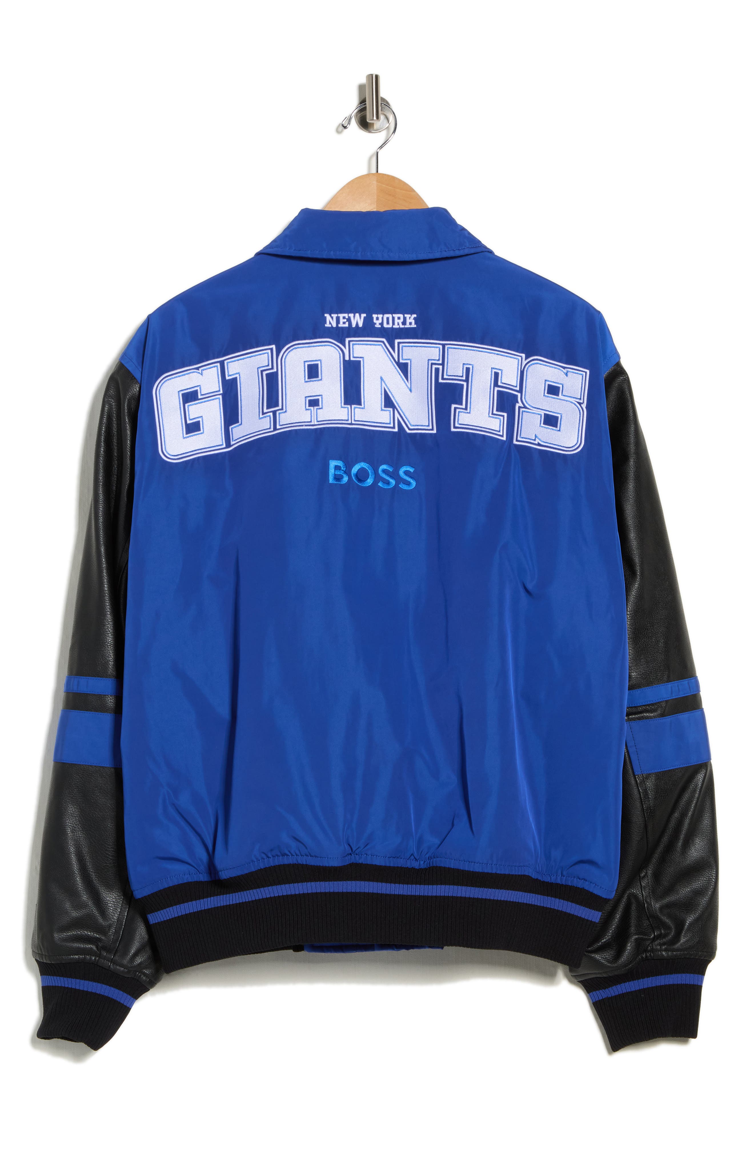 BOSS NFL New York Giants Faux Leather Sleeve Varsity Jacket (Men