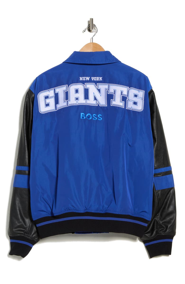 BOSS NFL New York Giants Faux Leather Sleeve Varsity Jacket, Alternate, color, Medium Blue