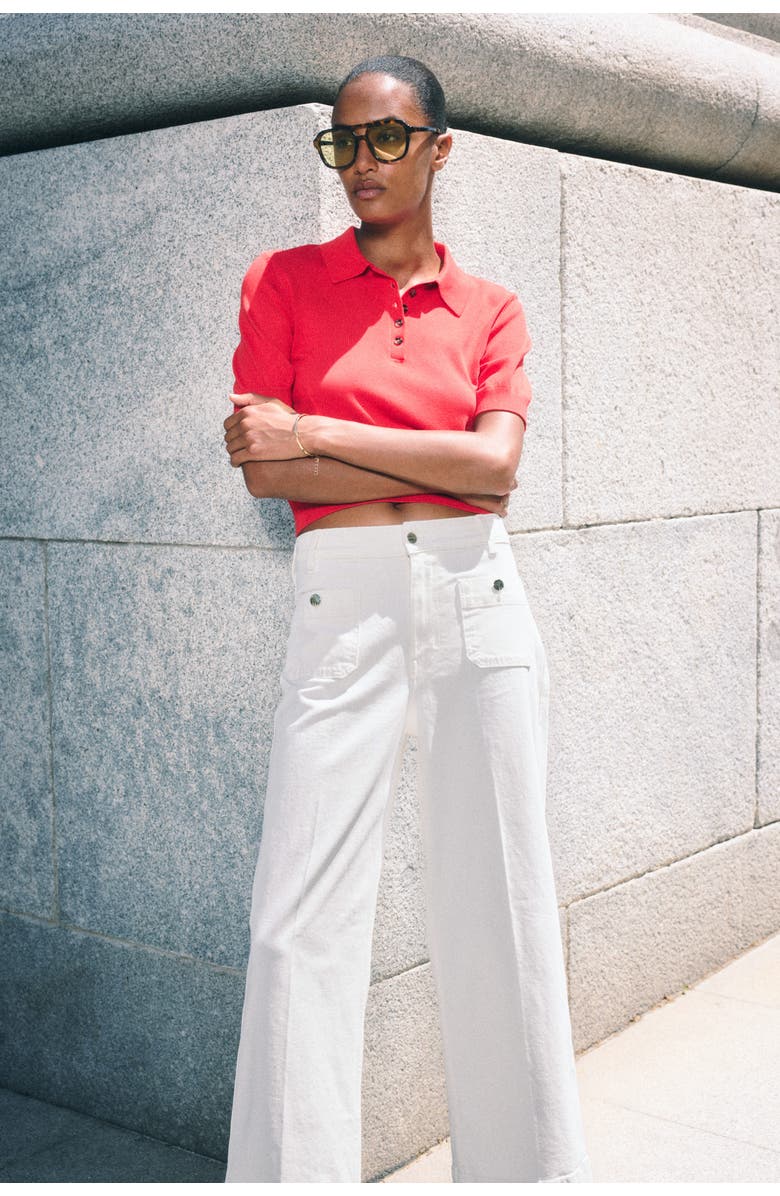 H&M Wide High Ankle Jeans, Alternate, color, White