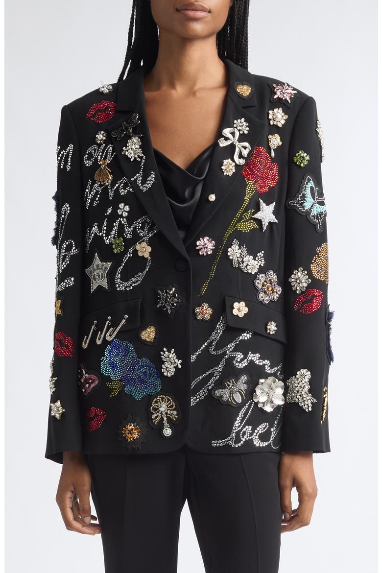 Greatest Hits Kael Embellished Blazer, Main, color, BLACK/MULTI