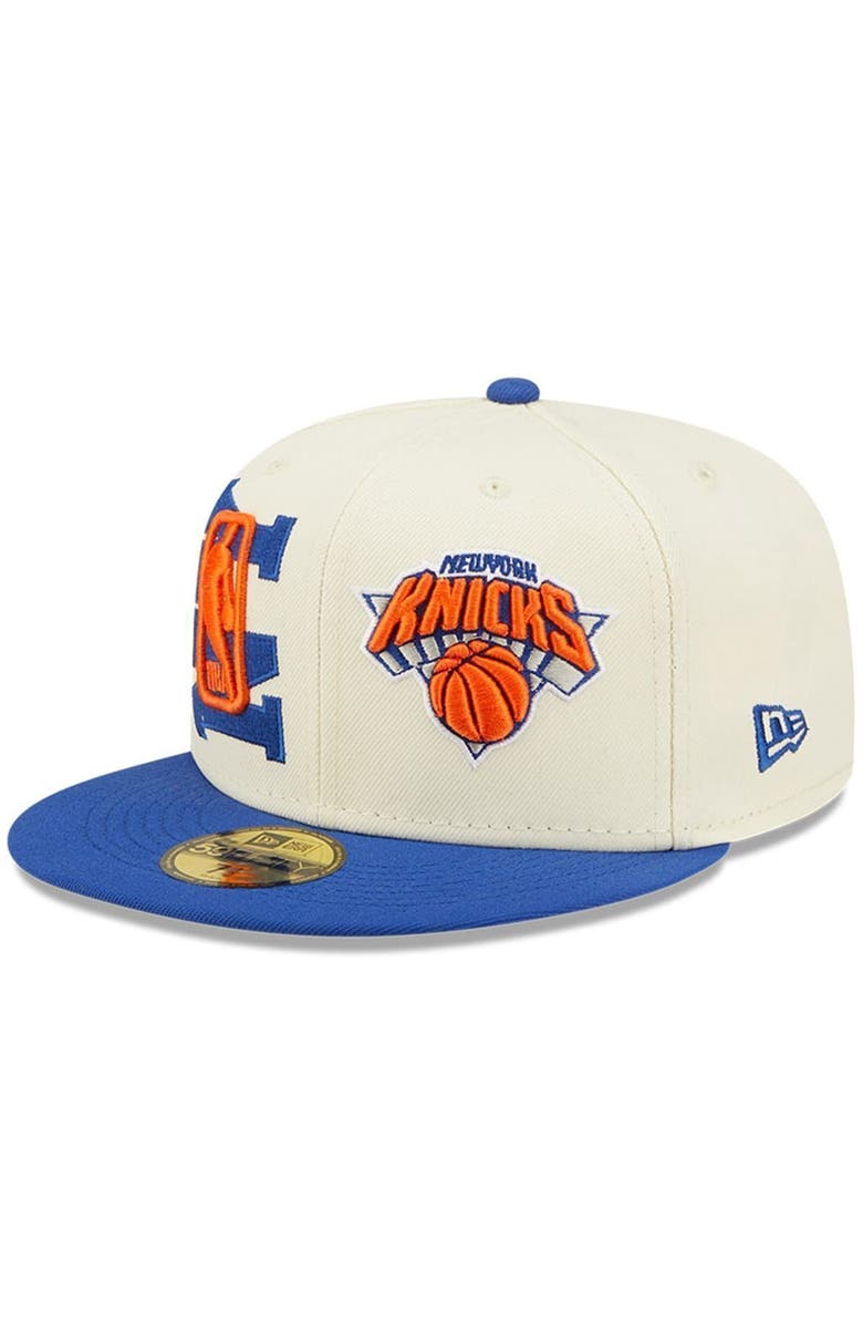 New Era Men's New Era Cream/Blue New York Knicks 2022 NBA Draft 59FIFTY Fitted Hat, Main, color, 