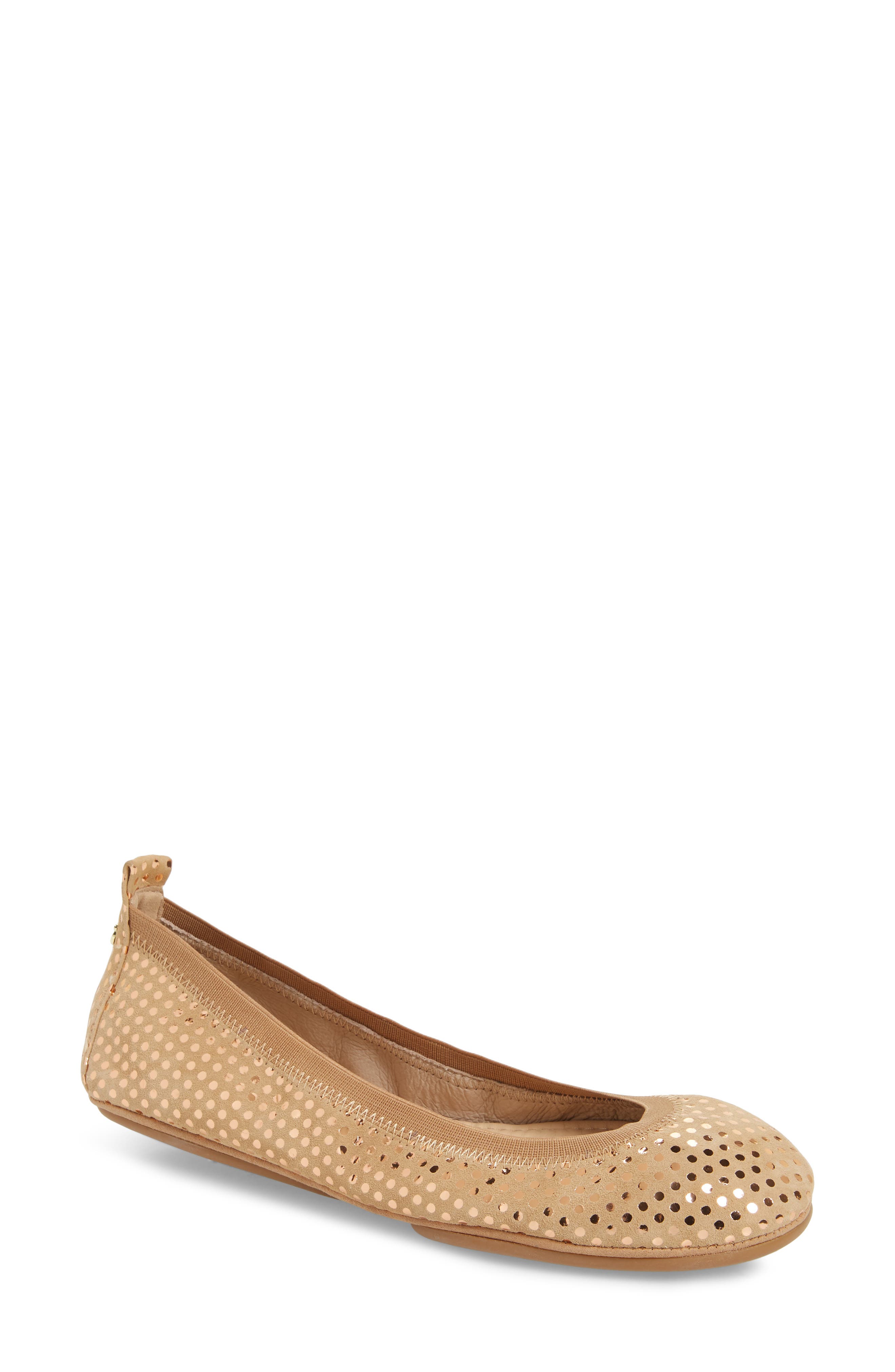 Samara Foldable Ballet Flat, Main, color, LATTE SUEDE