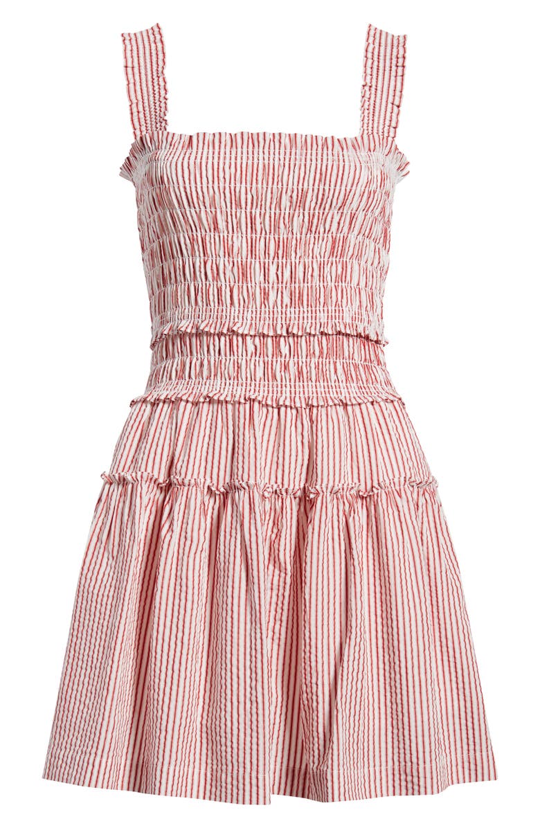 Hill House Home The Azaelea Nap<sup>®</sup> Fit & Flare Seersucker Minidress, Alternate, color, Ticking Stripe Red