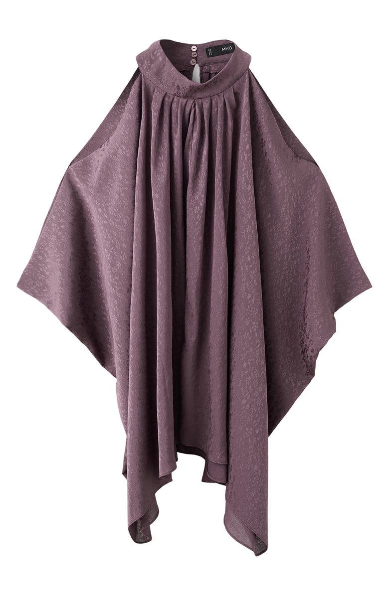 MANGO Cold Shoulder Satin Top, Alternate, color, Purple