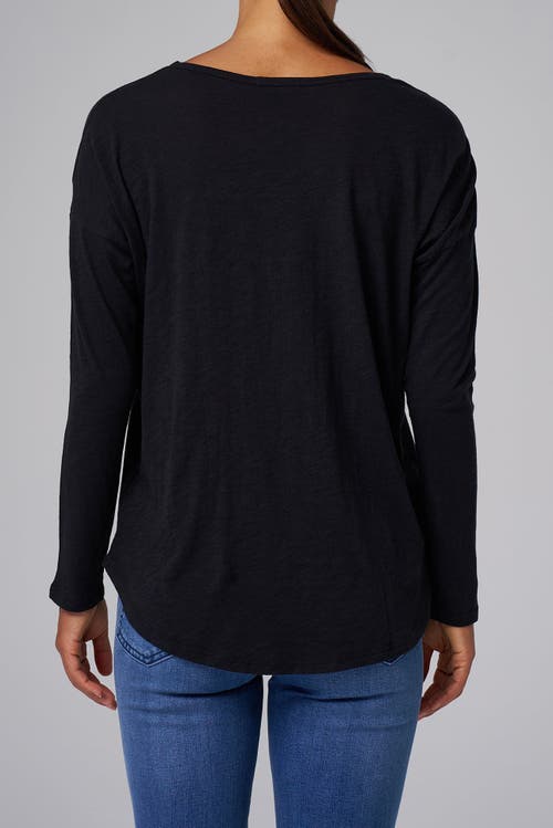 Franne Golde Slub Jersey Relaxed Long Sleeve Tee In Black