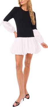 CeCe Mixed Media Long Sleeve Minidress