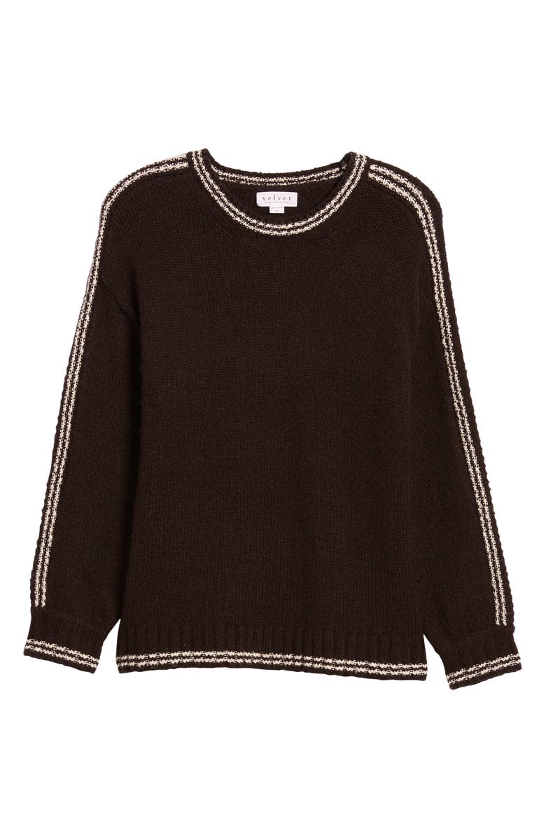 Velvet by Graham & Spencer Stripe Sleeve Cotton Blend Sweater, Alternate, color, 