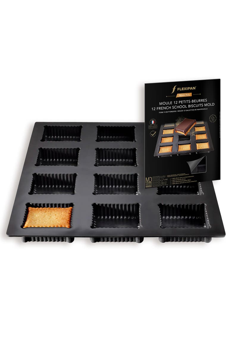 Silpat Flexipan 12 French School Butter Cookies Premium Silicone Baking Pan, Main, color, Black