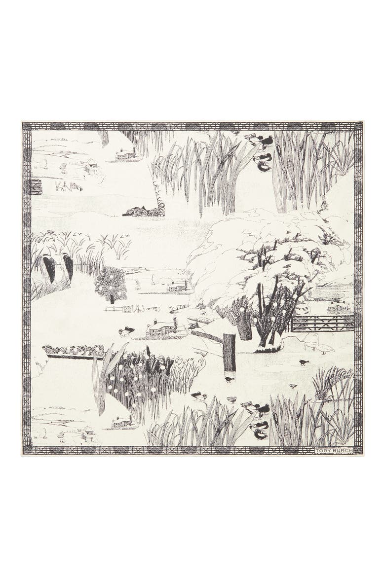 Forest Silk Neckerchief, Main, color, NEW IVORY
