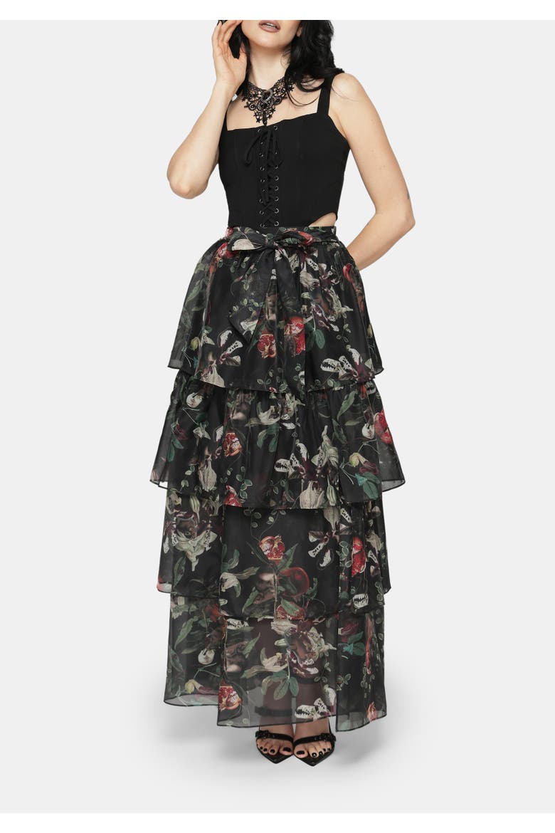 Anara Tiered Skirt, Alternate, color, Black