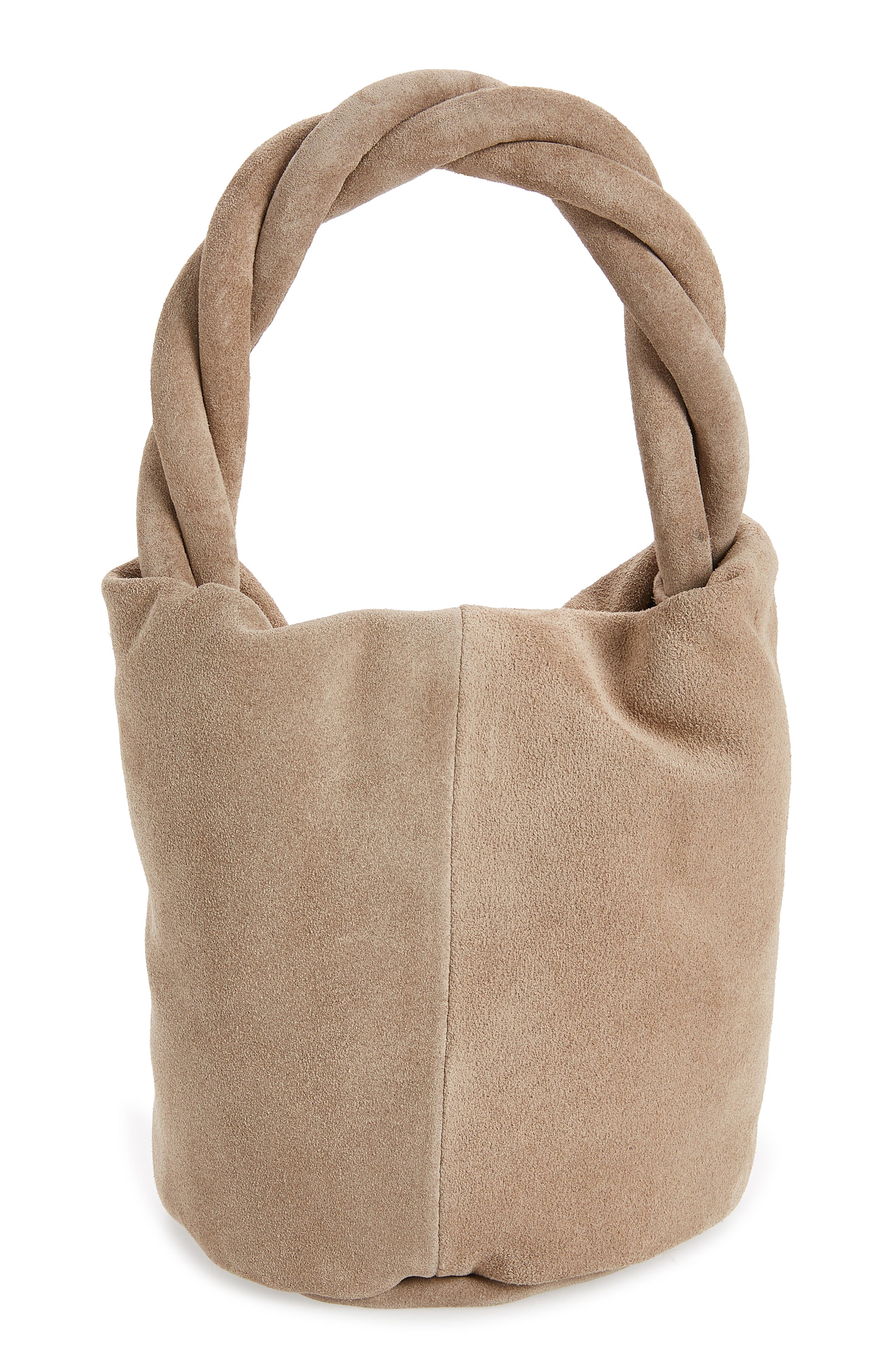 Mini Johanna Suede Bucket Bag, Alternate, color, STONE