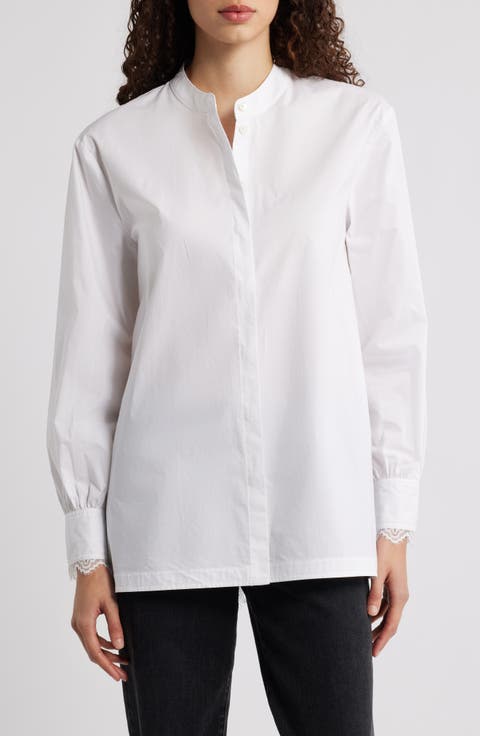 Ethel Lace Trim Long Sleeve Woven Shirt