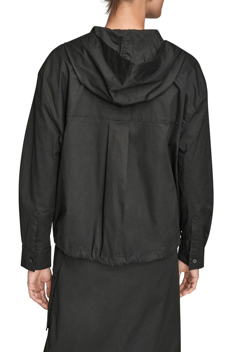 Hooded Long Sleeve Button-Up Shirt, Alternate, color, BLACK