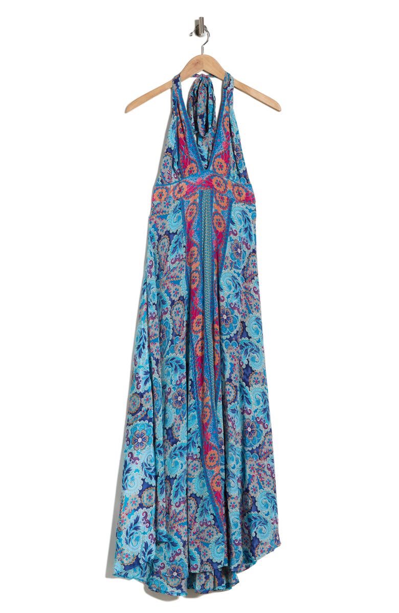 La Fiorentina Print Halter Dress, Main, color, Blue/ Hot Pink