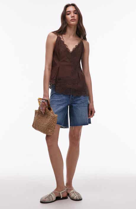 Topshop Loose Fit Raw Hem Cutoff Denim Shorts