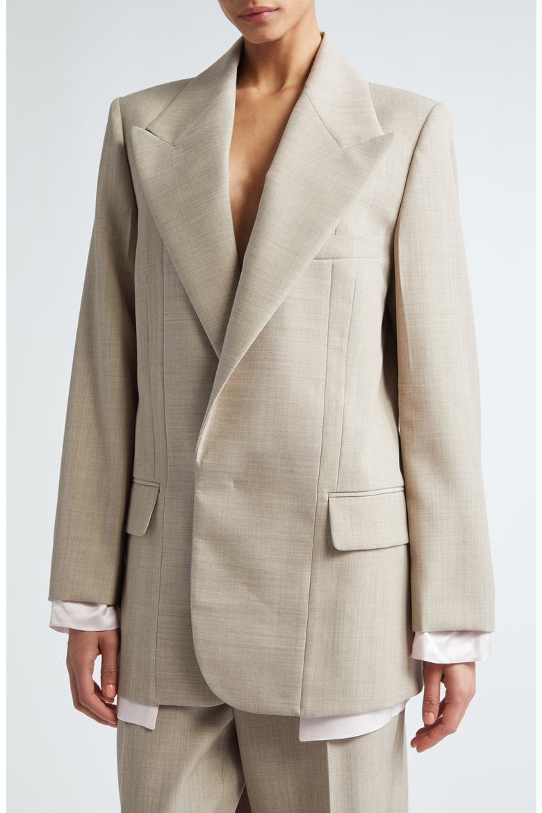 Tailored Virgin Wool Blazer, Alternate, color, SESAME