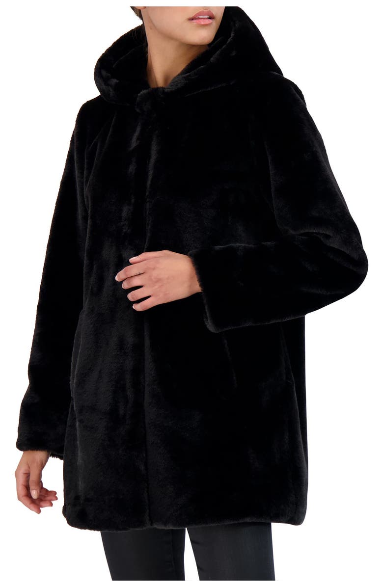 Sebby Collection Hooded Faux Fur Coat, Main, color,