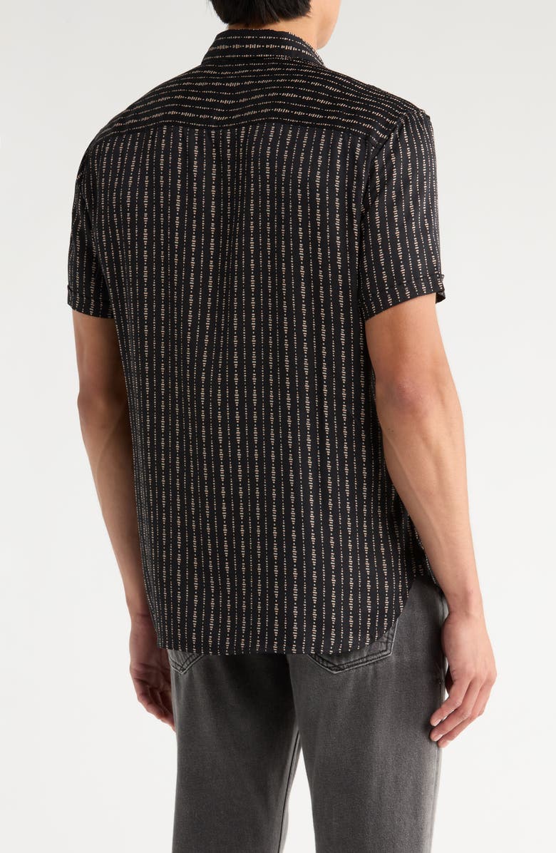 John Varvatos Loren Stripe Short Sleeve Button-Up Shirt, Alternate, color, Black
