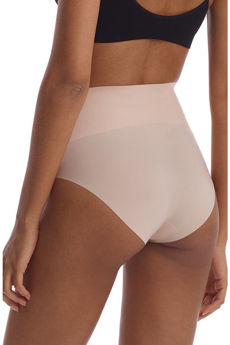 Zone Smoothing High Waist Briefs, Alternate, color, BEIGE