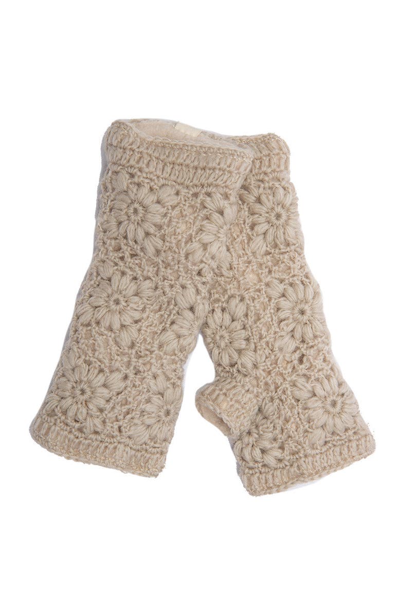 Nirvanna Designs Flower Crochet Handwarmers, Main, color, Linen