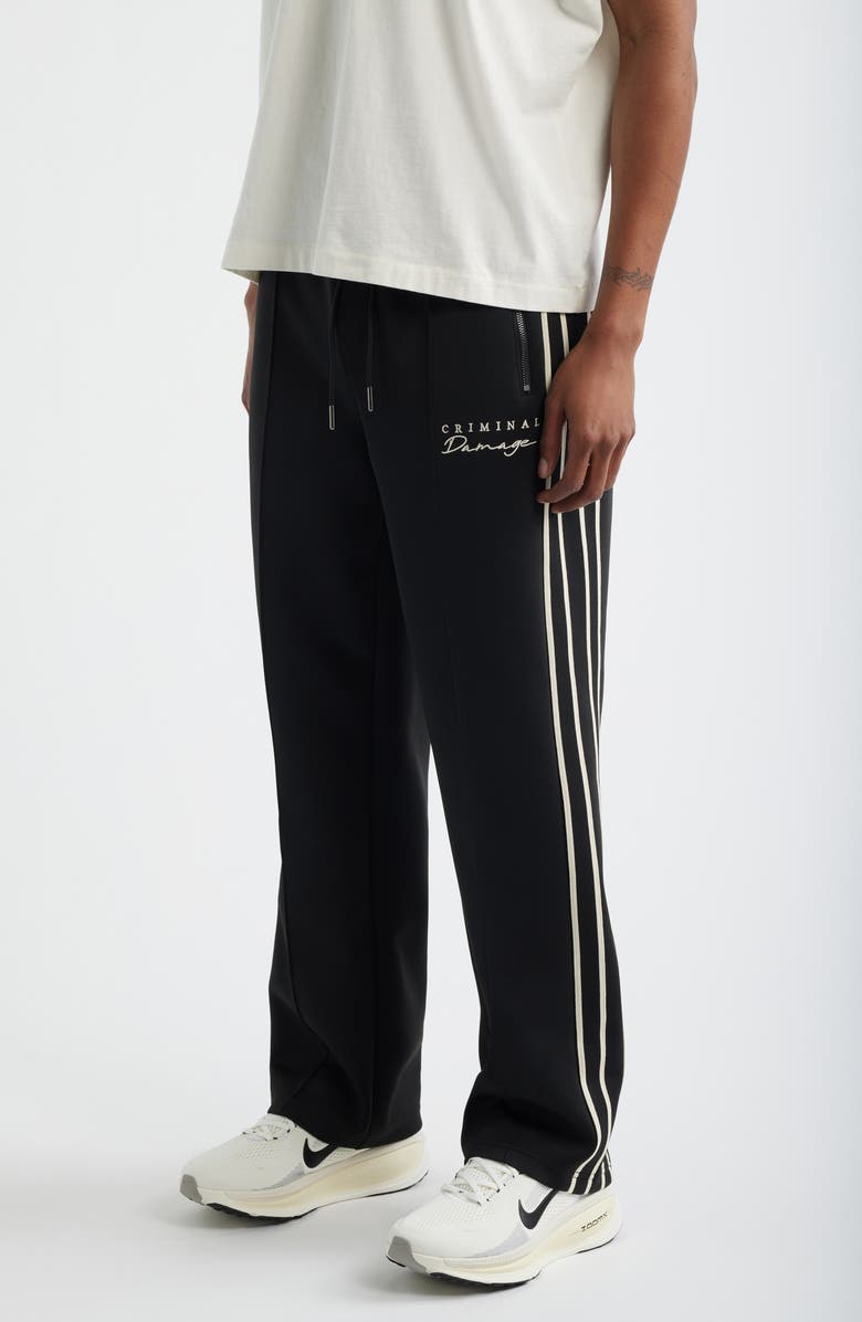 CRIMINAL DAMAGE Dragon Embroidered Track Pants, Alternate, color, Black/ Ecru