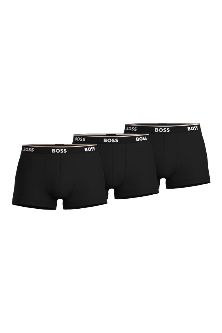 3-Pack Power Stretch Cotton Trunks, Main, color, BLACK