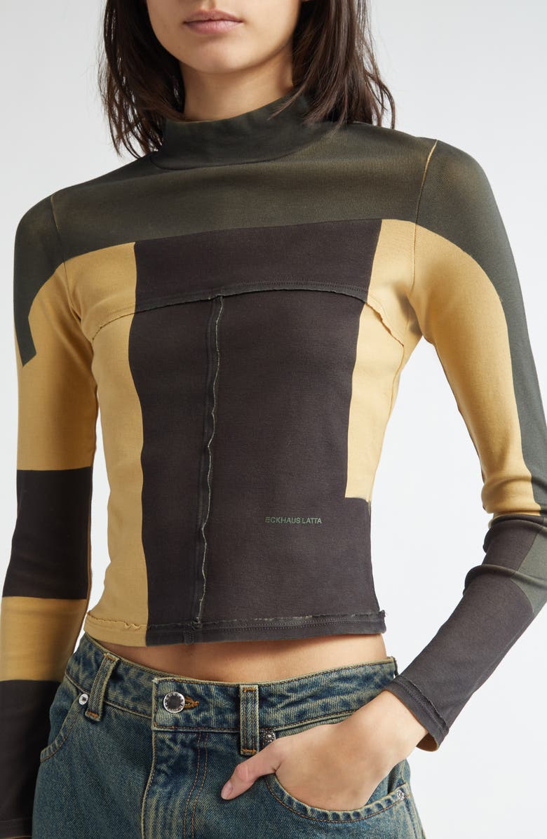 Eckhaus Latta Lapped Rib Turtleneck Crop Top, Alternate, color, 