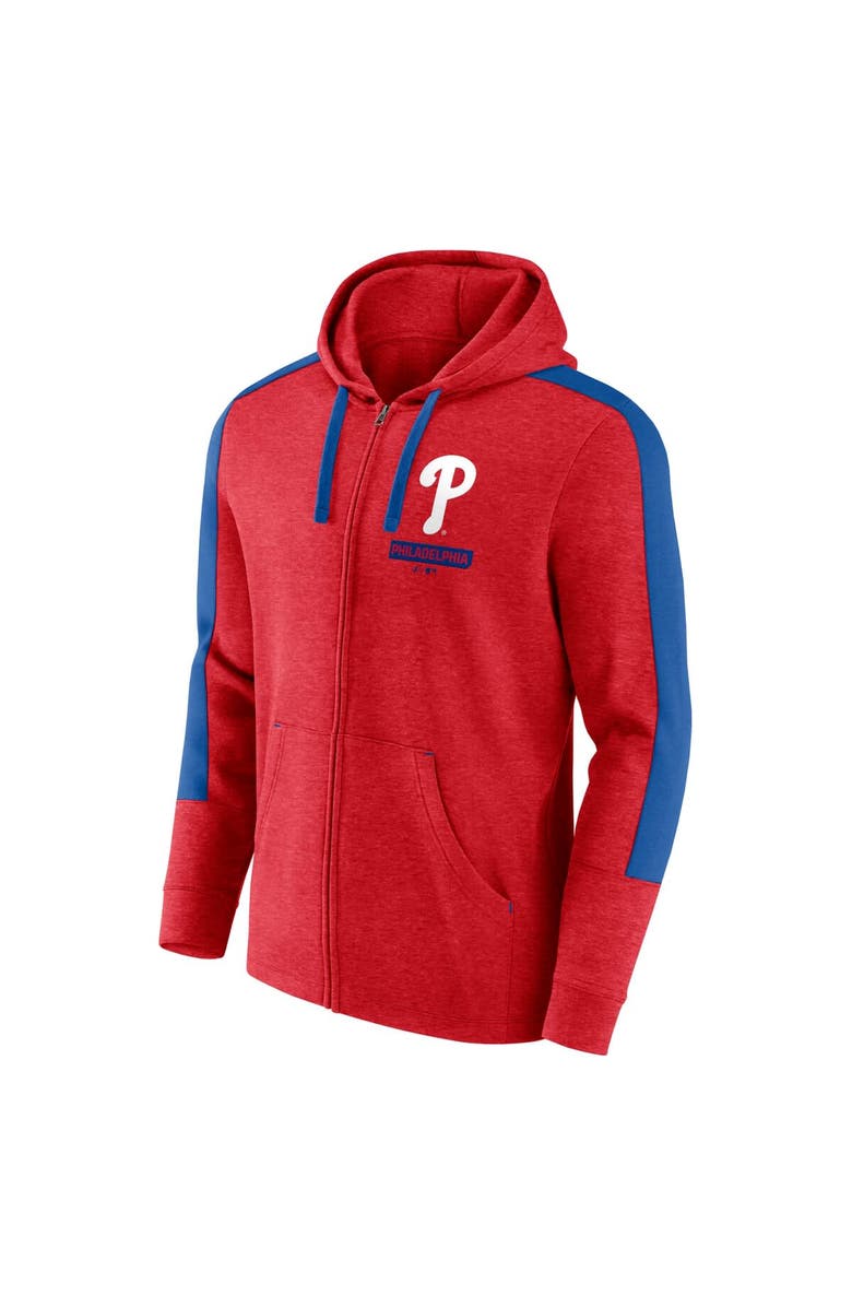 FANATICS Men's Fanatics Heather Red Philadelphia Phillies Gains Fleece Full-Zip Hoodie, Alternate, color, 