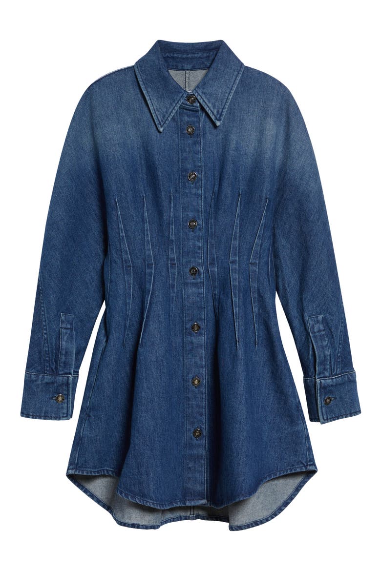 Long Sleeve Denim Cocoon Mini Shirtdress, Alternate, color, MEDIUM BLUE