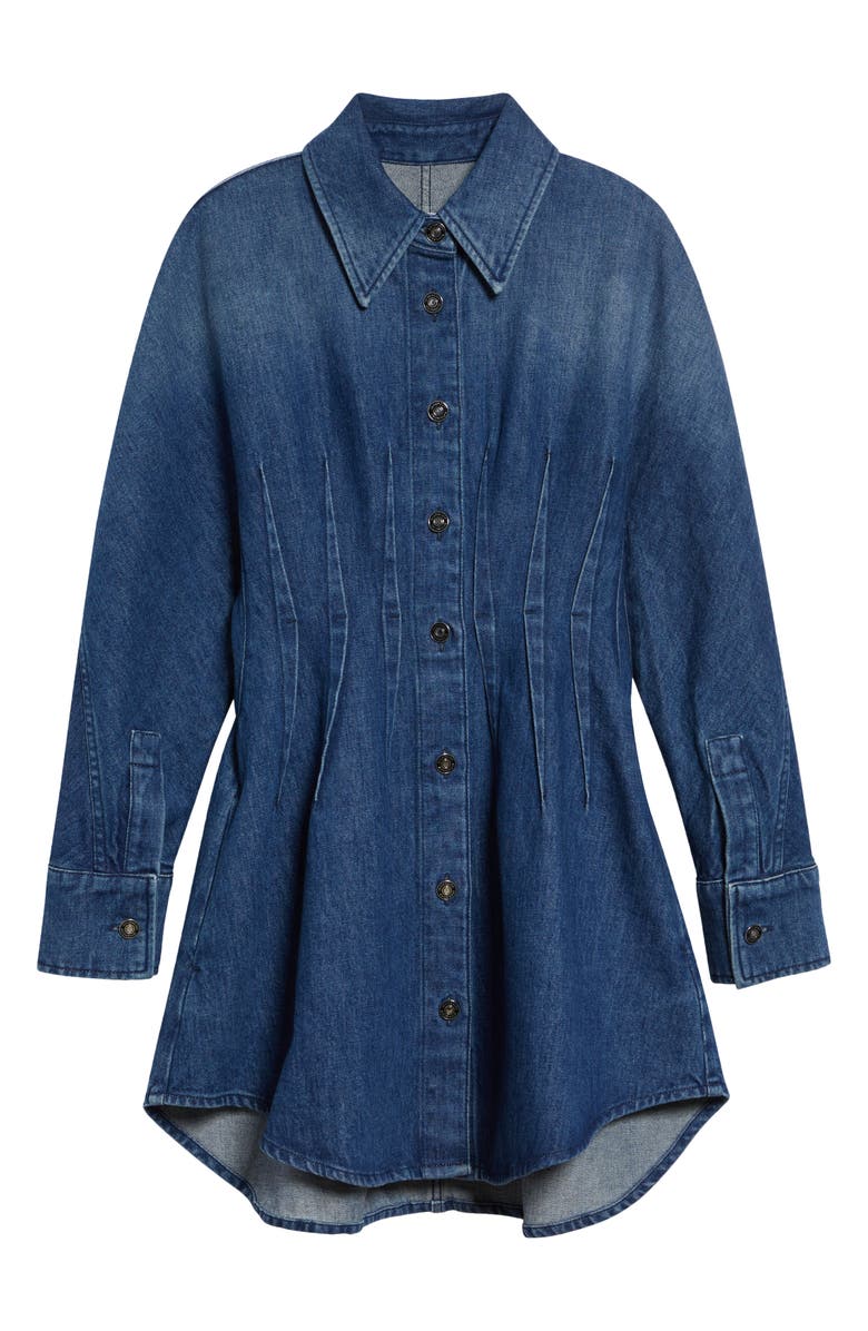 Givenchy Long Sleeve Denim Cocoon Mini Shirtdress, Main, color, Medium Blue