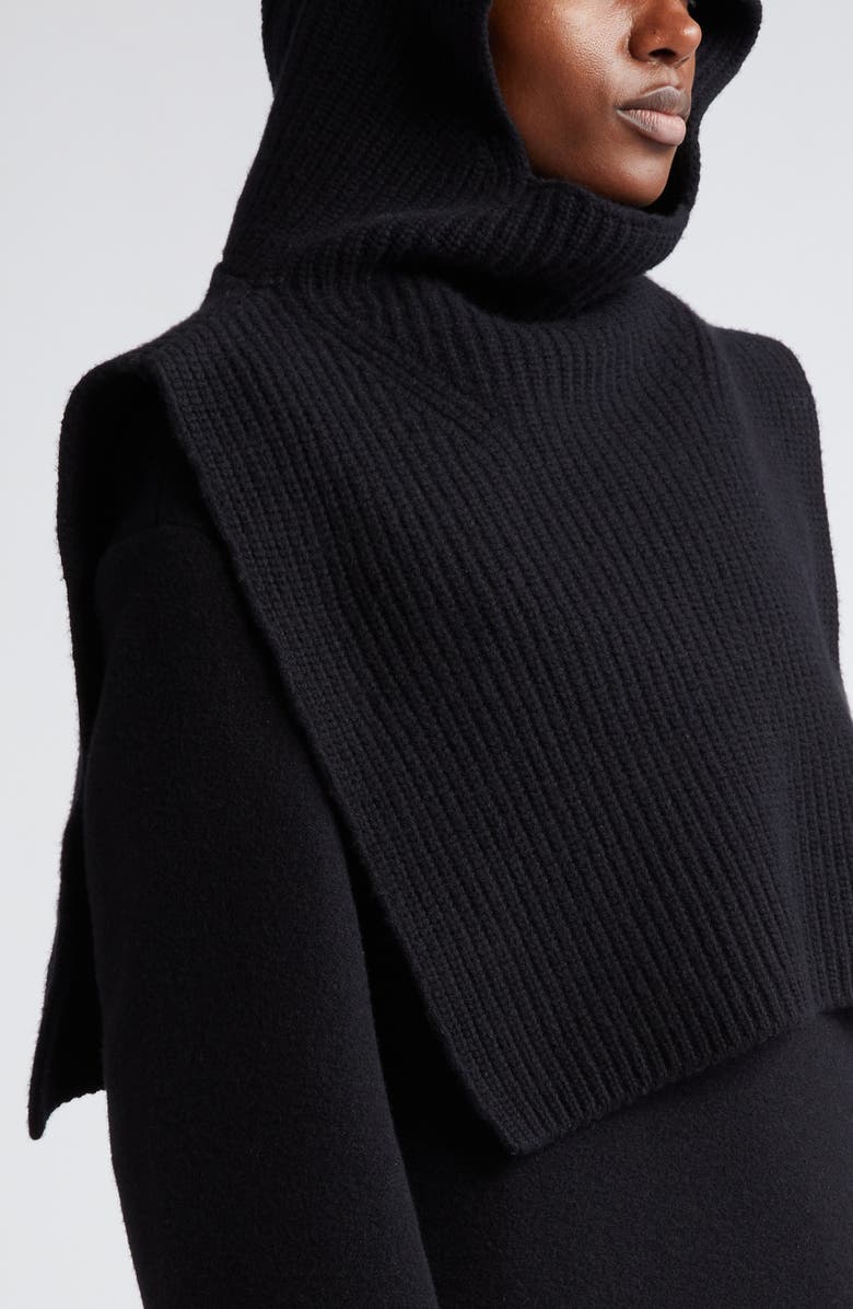 TOTEME Rib Wool & Cashmere Hooded Bib, Alternate, color,