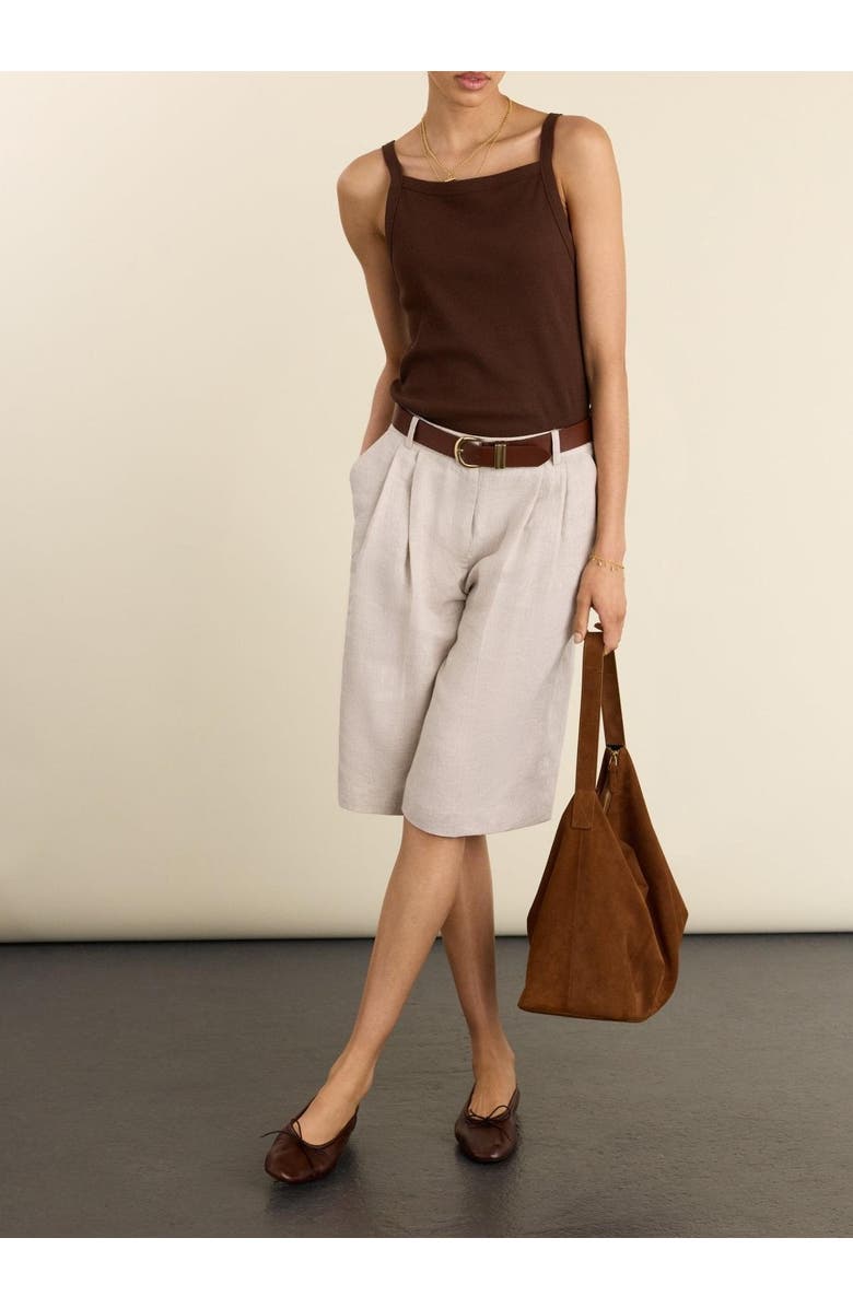 Baukjen Tobi Long Tailored Linen Shorts, Alternate, color, Neutral