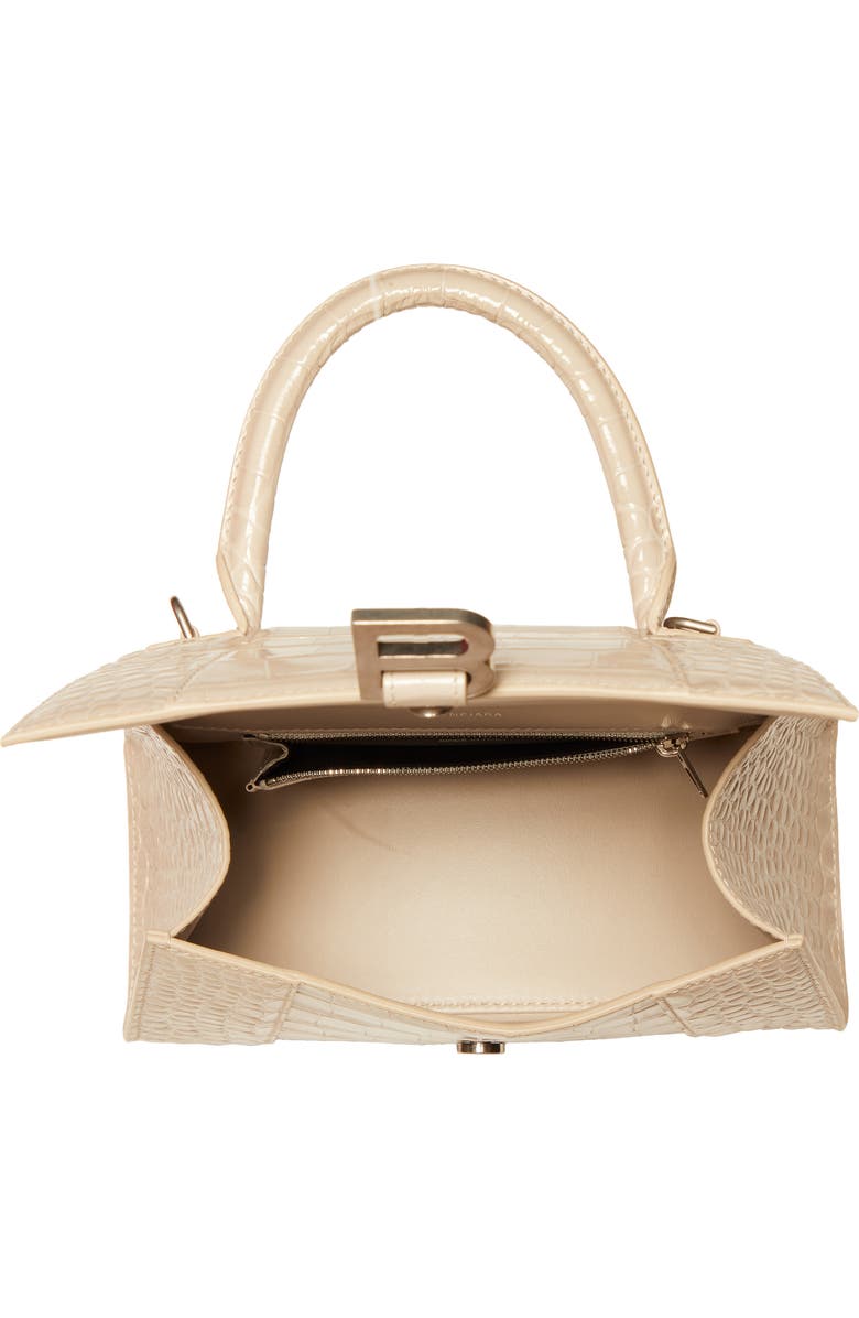 Balenciaga Small Hourglass Croc Embossed Leather Top Handle Bag, Alternate, color,