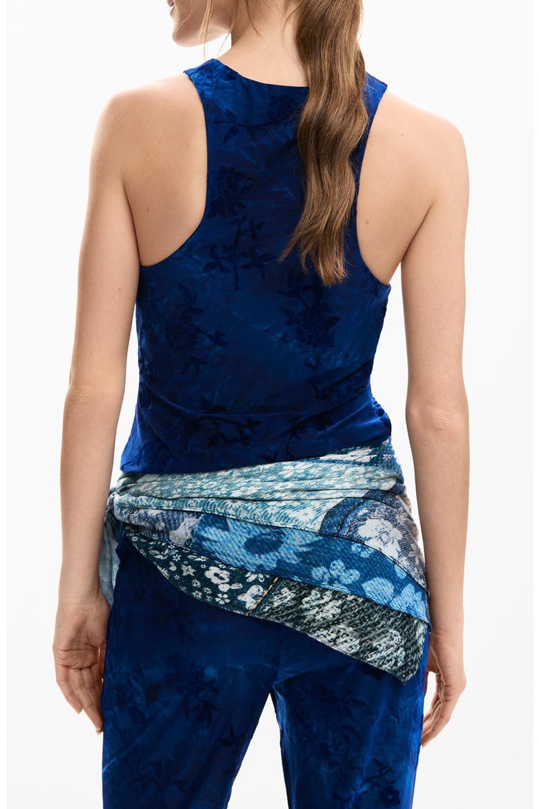 Floral Racerback Tank, Alternate, color, DARK BLUE