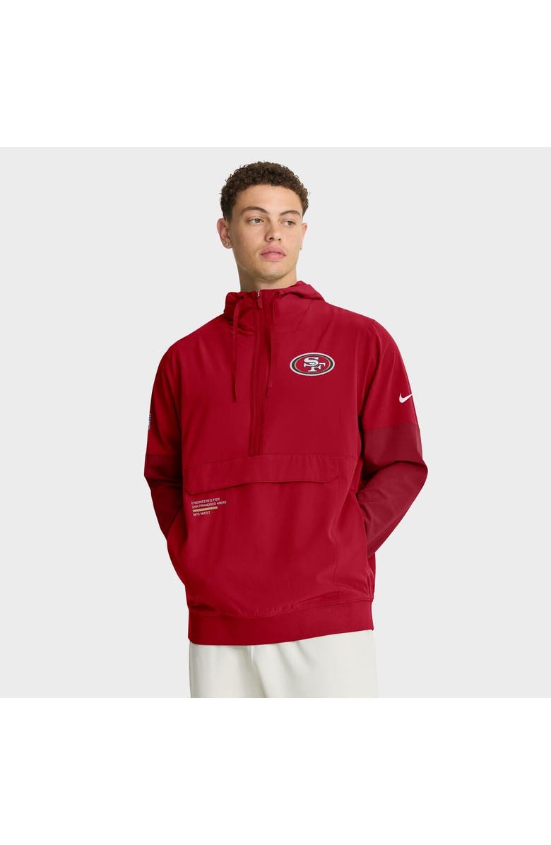 Nike Men's Nike Scarlet San Francisco 49ers Sideline Anorak Half-Zip Hoodie Jacket, Main, color, Scarlet
