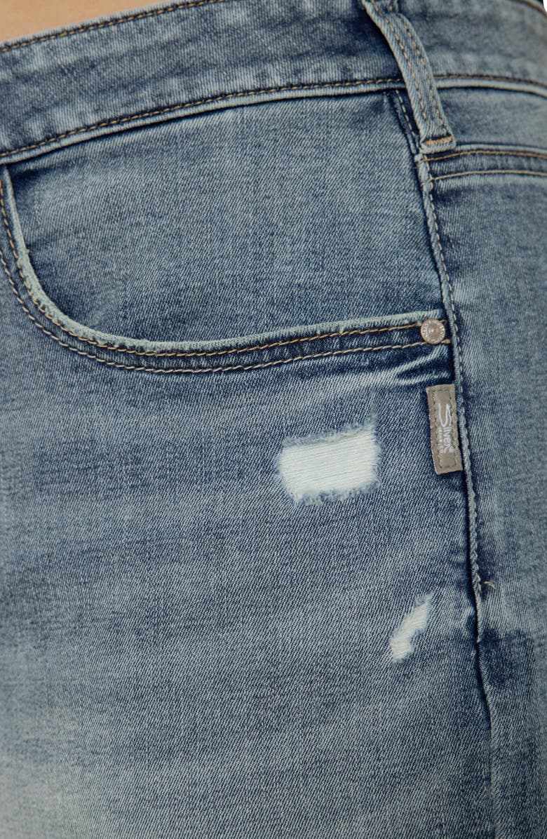 Silver Jeans Co. Exposed Button Mid Rise Denim Boyfriend Shorts, Alternate, color, 