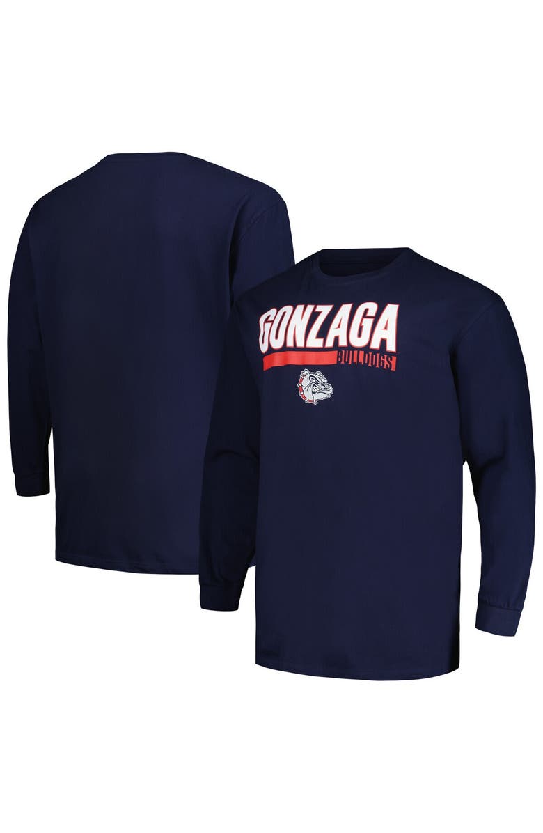 PROFILE Men's Profile Navy Gonzaga Bulldogs Big & Tall Two-Hit Long Sleeve T-Shirt, Main, color, 