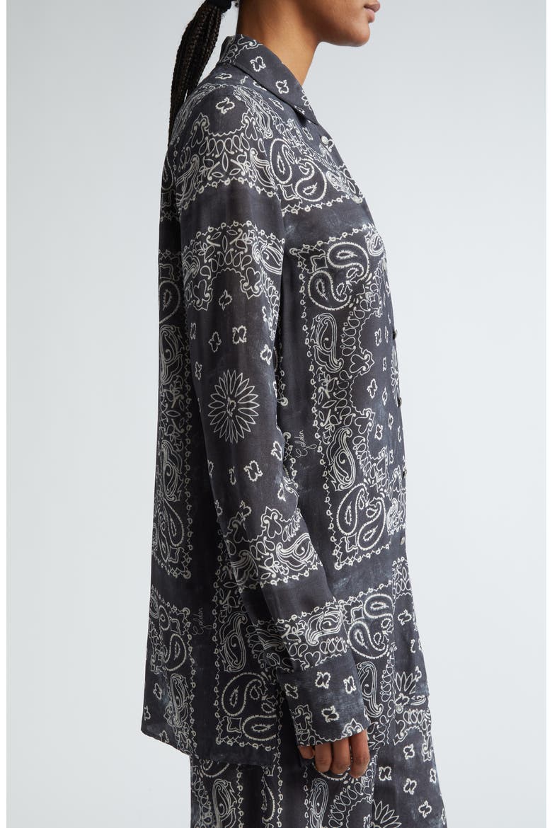 Paisley Print Oversize Button-Up Pajama Shirt, Alternate, color, ANTHRACITE