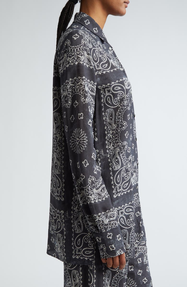 Golden Goose Paisley Print Oversize Button-Up Pajama Shirt, Alternate, color, Anthracite