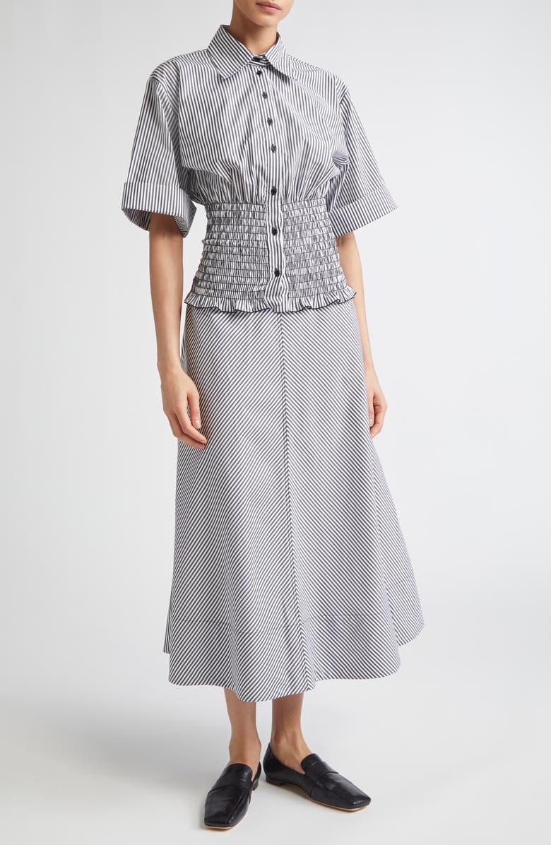 Brandon Maxwell The Knox Stripe Cotton Circle Skirt, Alternate, color, Black/ White Stripe