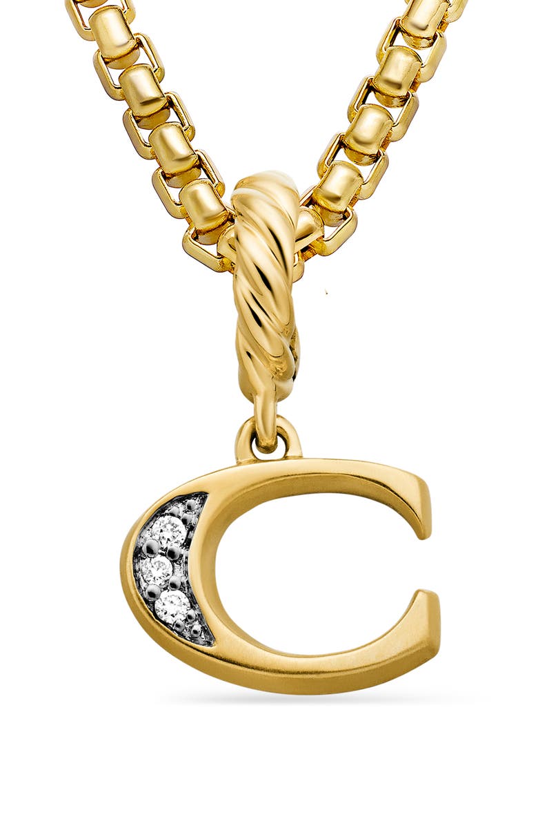 David Yurman Pavé A Initial Pendant in 18K Yellow Gold with Diamonds, Alternate, color, 18K Yellow Gold - C