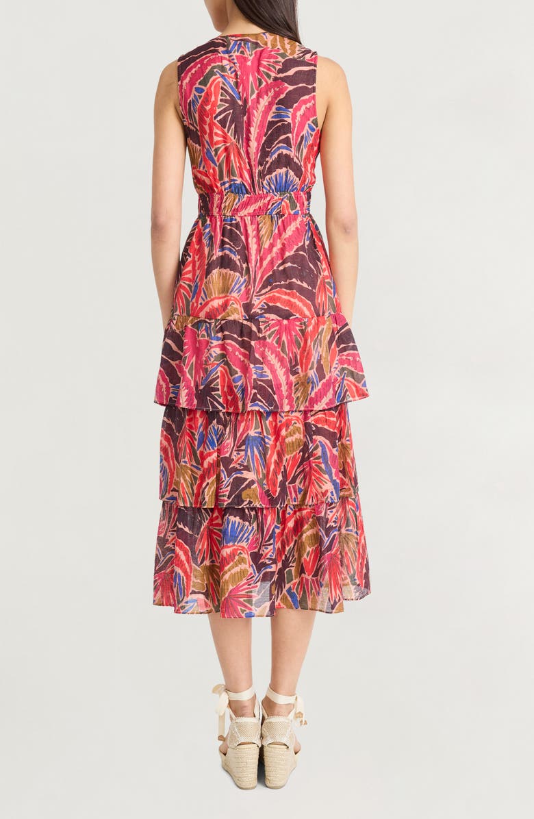 The Good Journey Ruffle Skirt Sleeveless Midi Dress, Alternate, color, Orange/ Blue/ Magenta