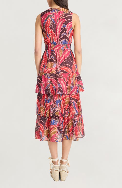 The Good Journey Sleeveless Ruffle Tiered Midi Dress In Multi
