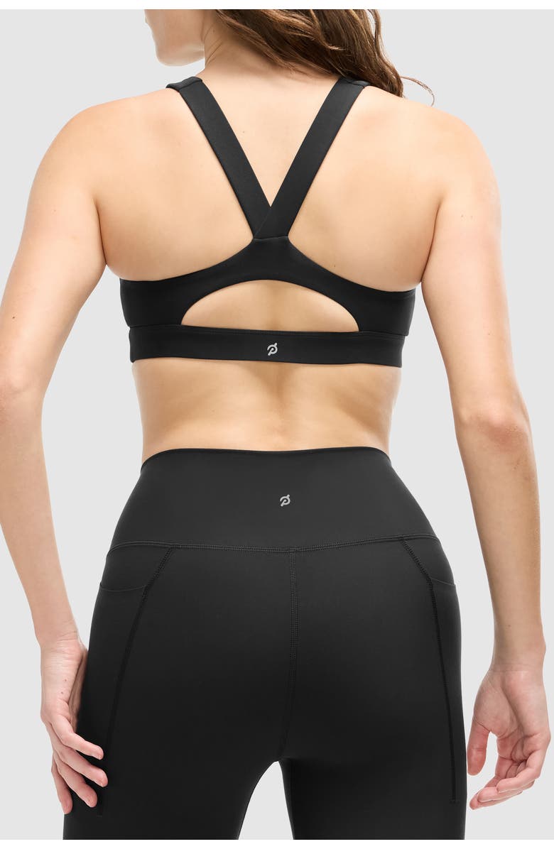 Peloton Cadent Mid Neck V Strap Bra, Alternate, color, Jet Black