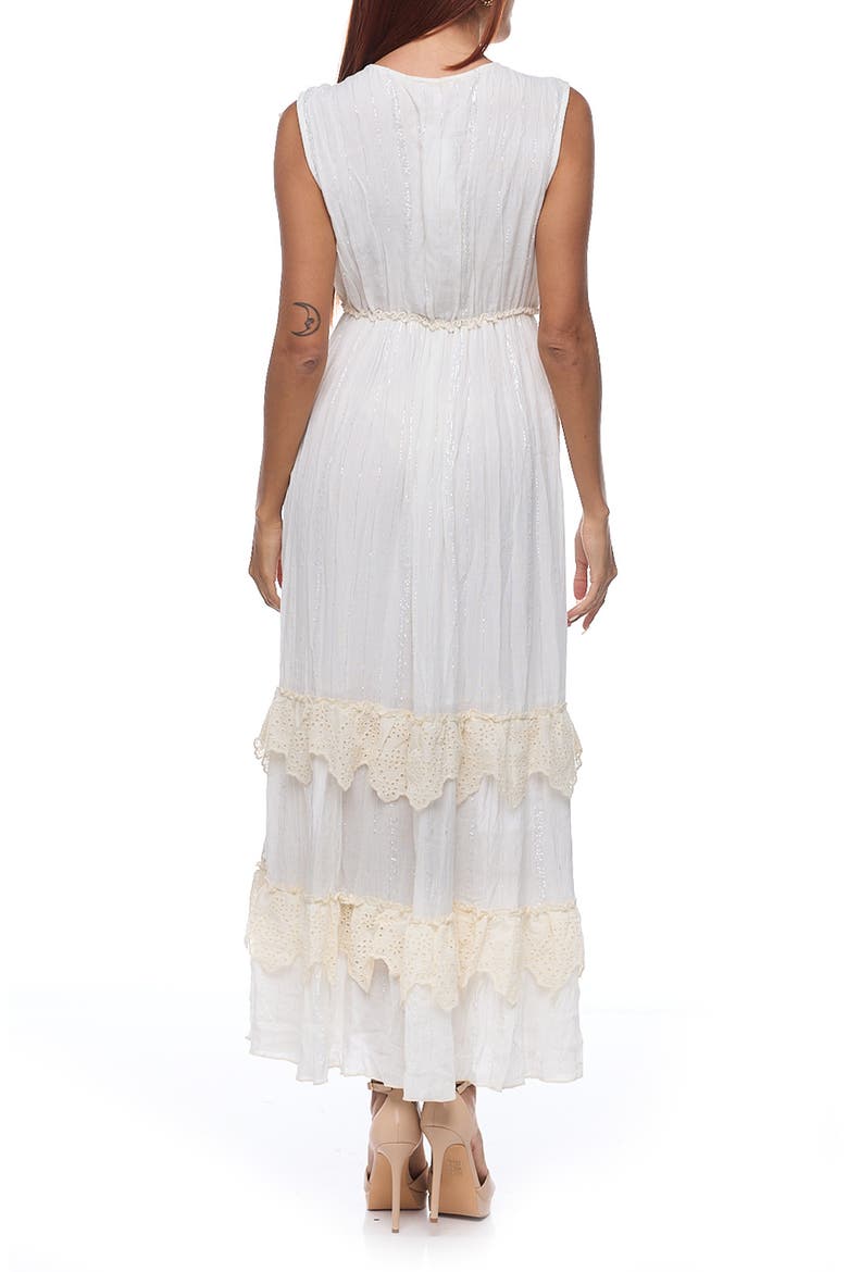 Ruffle Sleeveless Cotton Maxi Dress, Alternate, color, WHITE