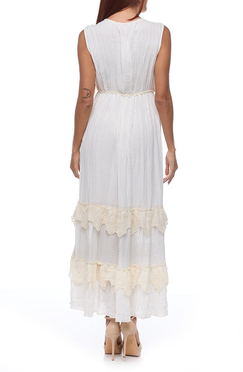 RANEES Ruffle Sleeveless Cotton Maxi Dress, Alternate, color, White