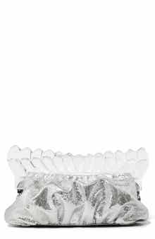 The Pouf Snakeskin Embossed Metallic Leather Clutch