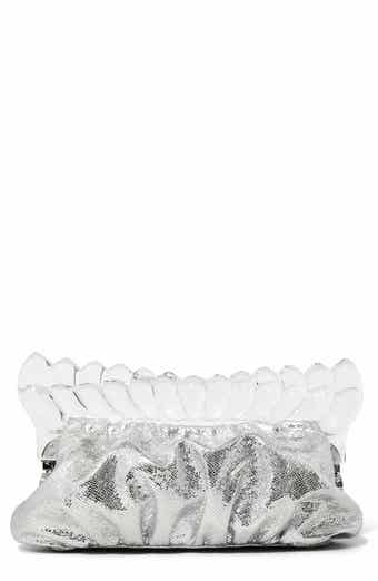 The Pouf Snakeskin Embossed Metallic Leather Clutch